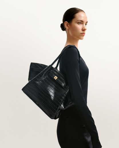 Jw Pei Hana Medium Tote Bag Black Croc