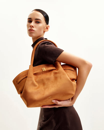 Jw Pei Hana Medium Faux Suede Tote Bag Brown