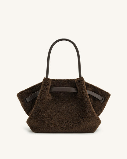 Jw Pei Hana Medium Faux Fur Tote Bag Mocha Brown