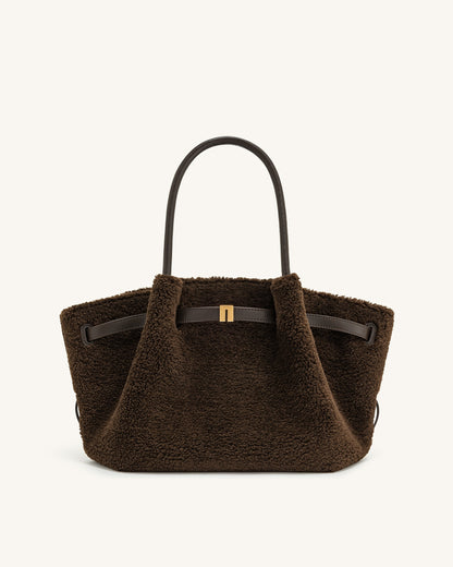 Jw Pei Hana Medium Faux Fur Tote Bag Mocha Brown