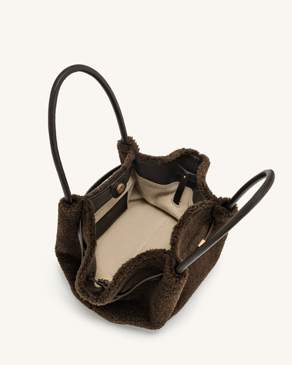 Jw Pei Hana Medium Faux Fur Tote Bag Mocha Brown