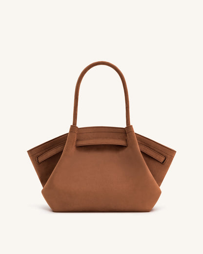 Jw Pei Hana Medium Faux Suede Tote Bag Brown