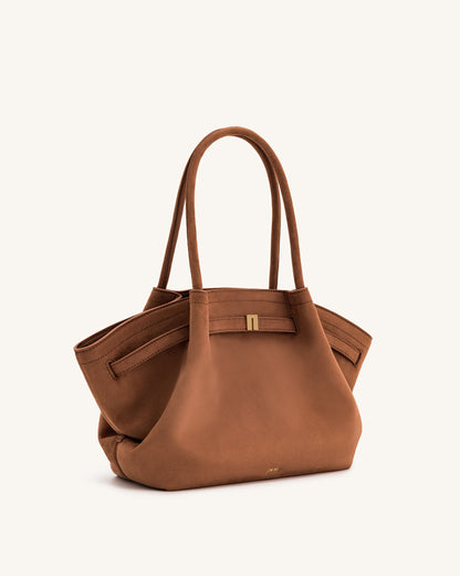 Jw Pei Hana Medium Faux Suede Tote Bag Brown