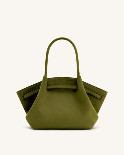 Jw Pei Hana Medium Faux Suede Tote Bag Dark Olive