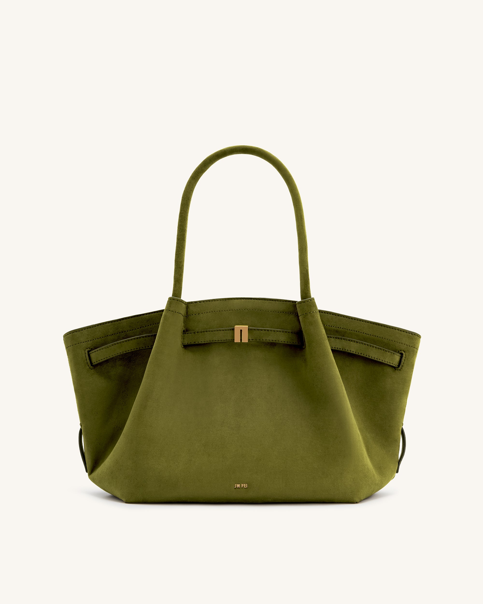 Jw Pei Hana Medium Faux Suede Tote Bag Dark Olive