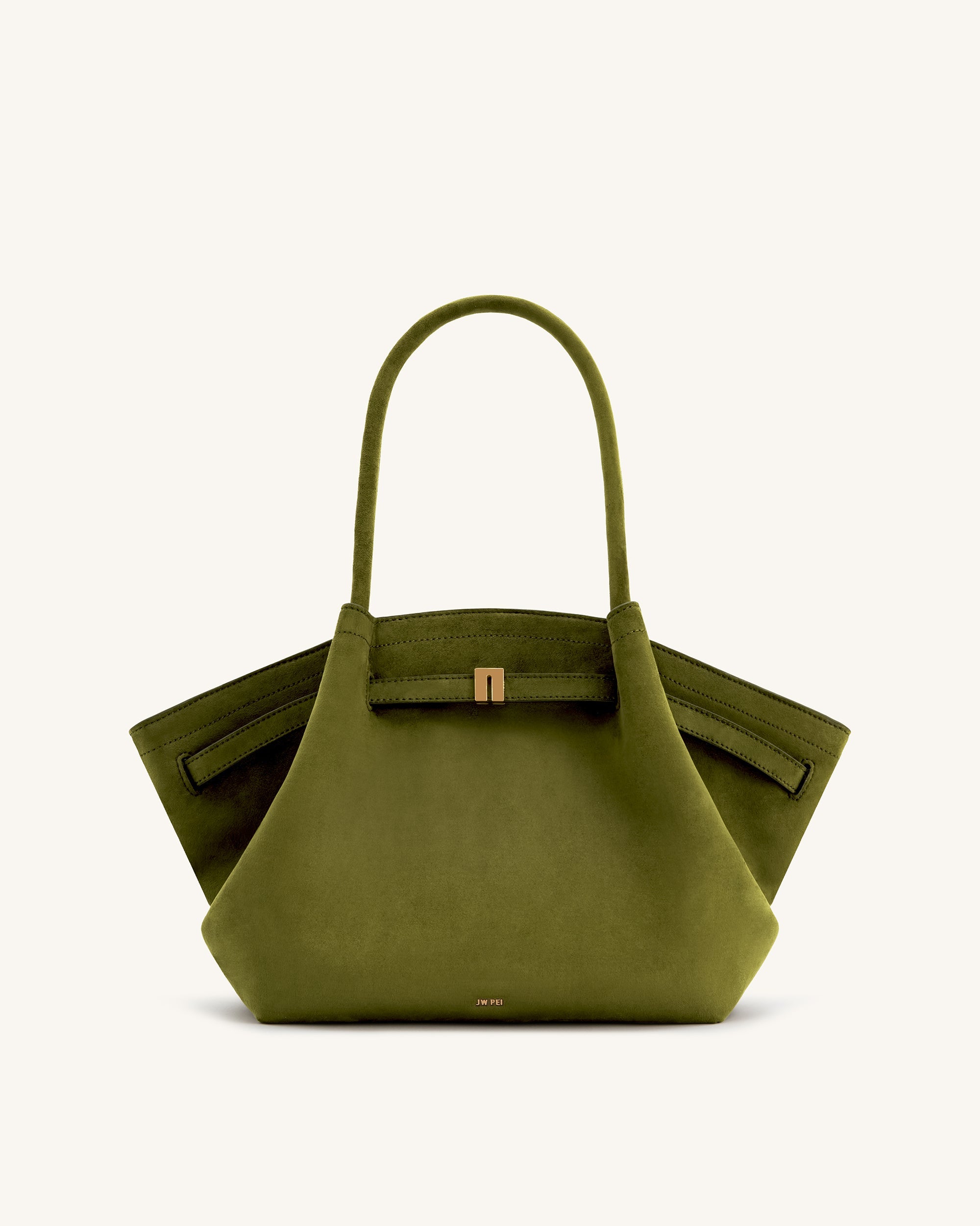 Jw Pei Hana Medium Faux Suede Tote Bag Dark Olive