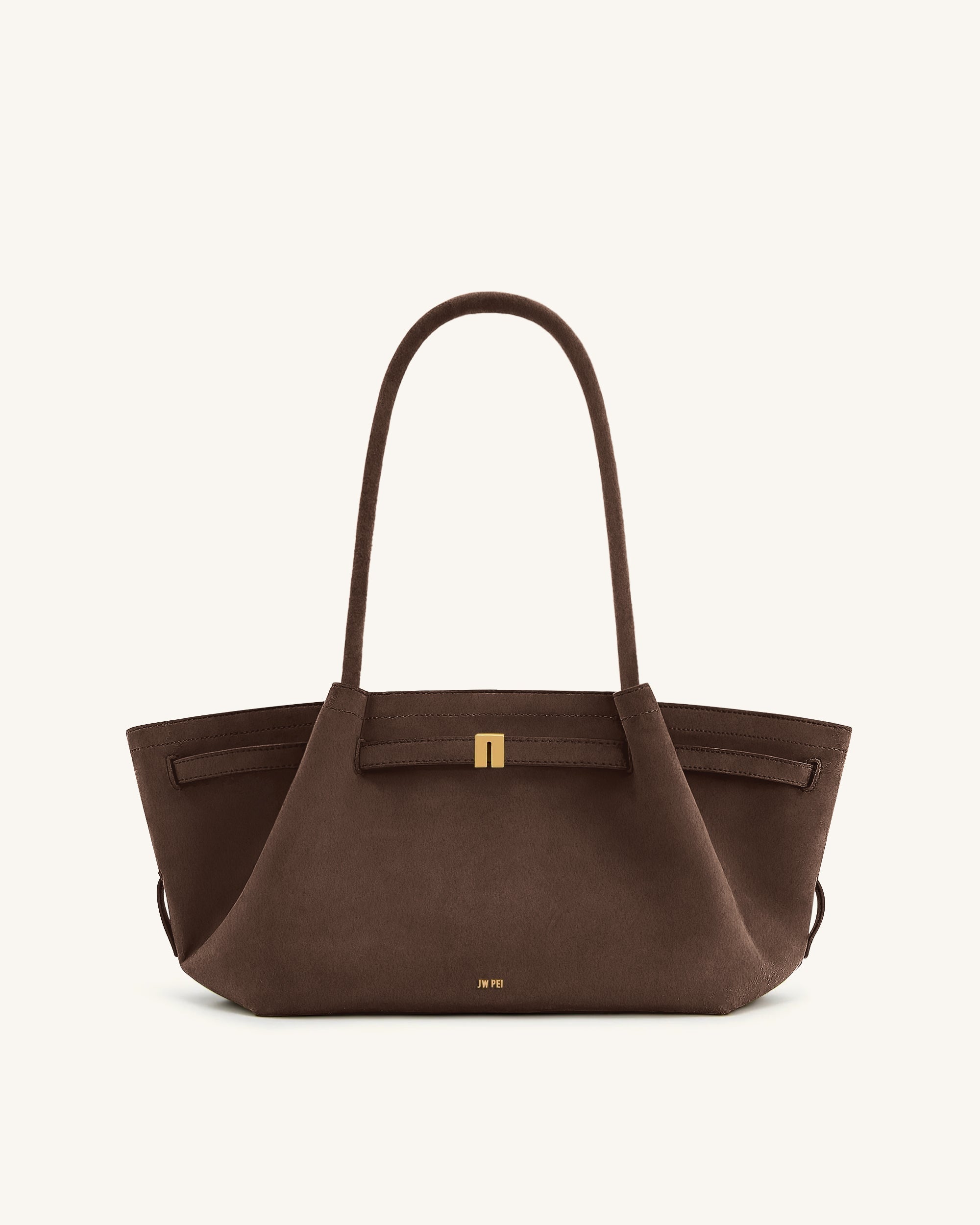 Jw Pei Hana Wide Faux Suede Tote Bag Dark Brown