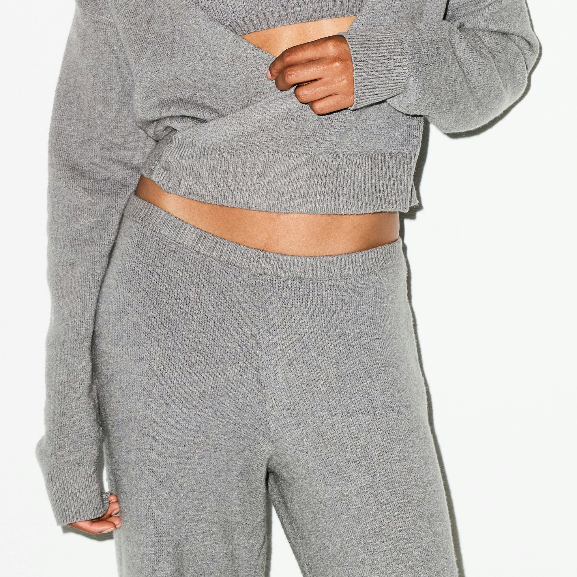Skims Textured Knit Relaxed Pant Dark Heather Grey