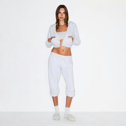 COTTON FLEECE LOW RISE CAPRI JOGGER