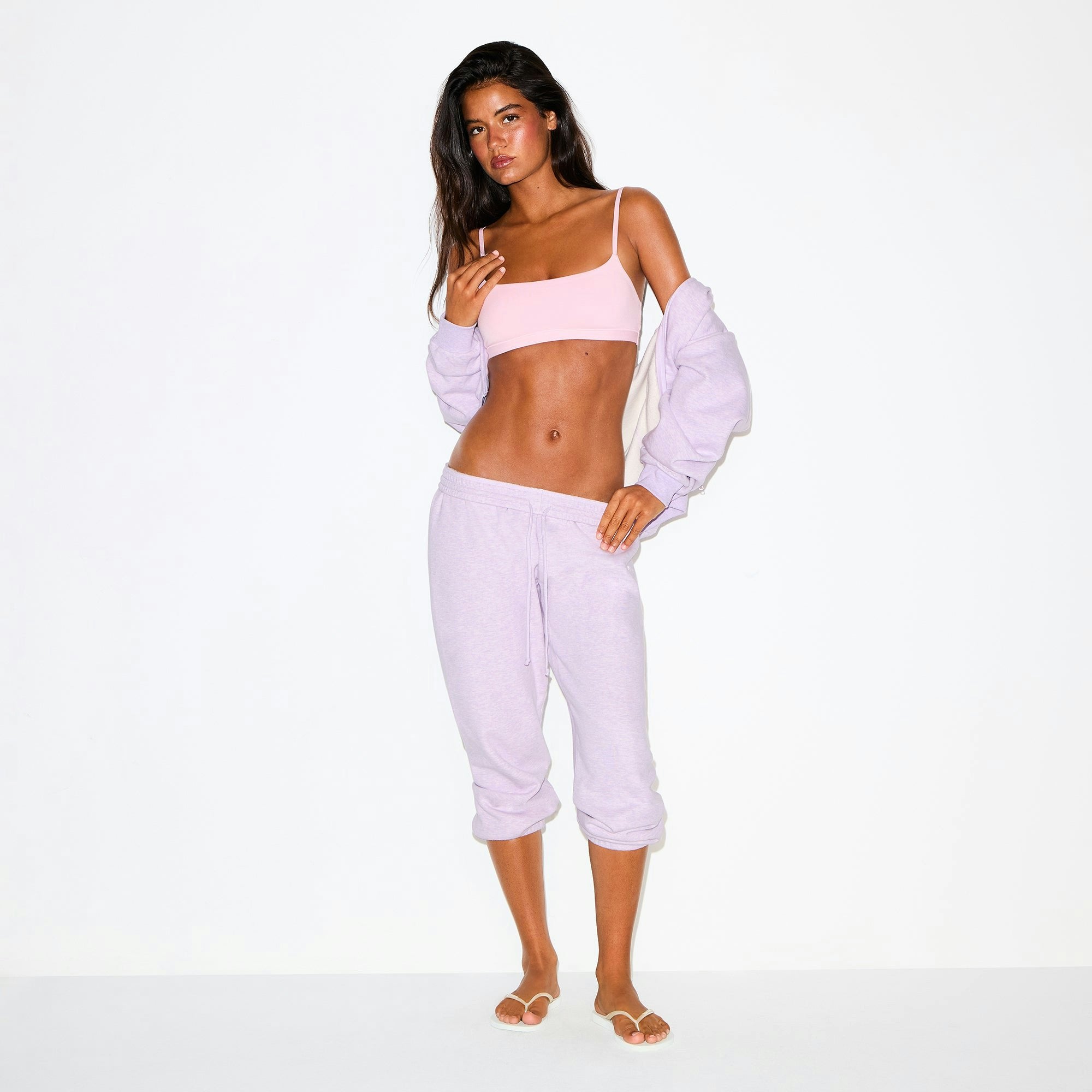 Skims Cotton Fleece Low Rise Capri Jogger Purple Heather