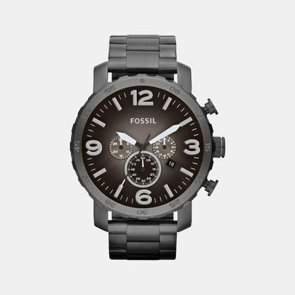 Fossil Nate Men Quartz Grey Dial Chronograph Stainless Steel Watch Jr1437