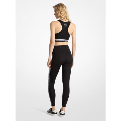 Michael Kors Stretch Knit Logo Tape High-Waisted Leggings BLACK