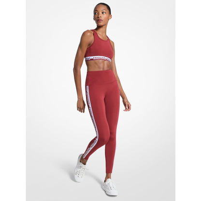 Michael Kors Stretch Knit Logo Tape High-Waisted Leggings CHERRY