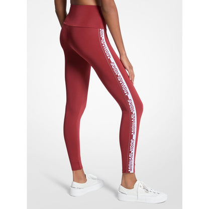 Michael Kors Stretch Knit Logo Tape High-Waisted Leggings CHERRY