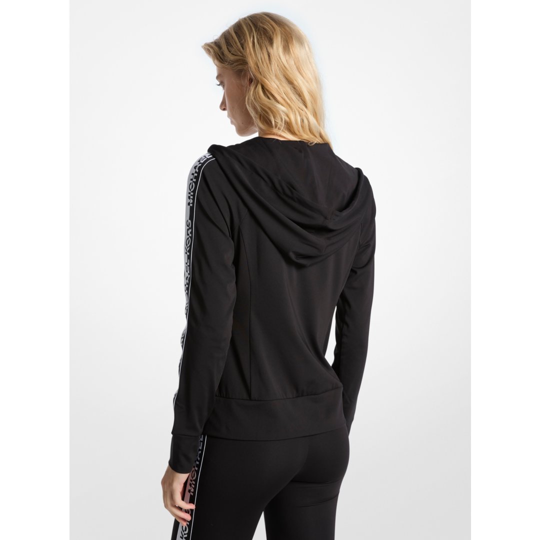 Michael Kors Logo Tape Zip-Up Hoodie BLACK