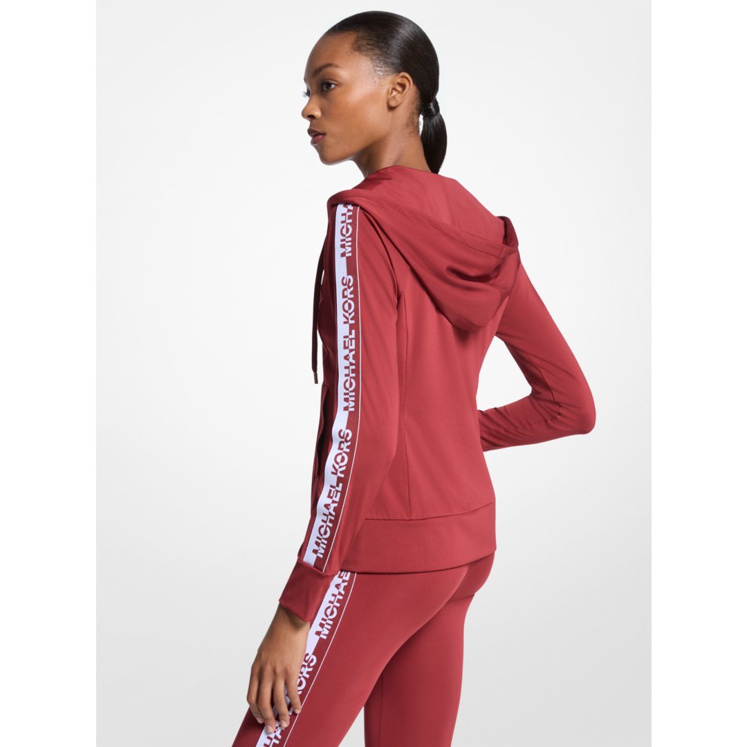 Michael Kors Logo Tape Zip-Up Hoodie CHERRY