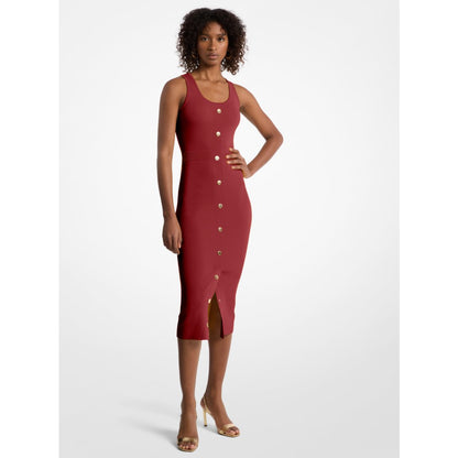 Michael Kors Stretch Viscose Blend Midi Tank Dress CHERRY