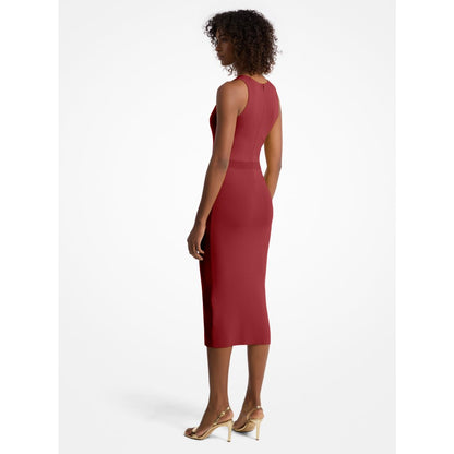 Michael Kors Stretch Viscose Blend Midi Tank Dress CHERRY