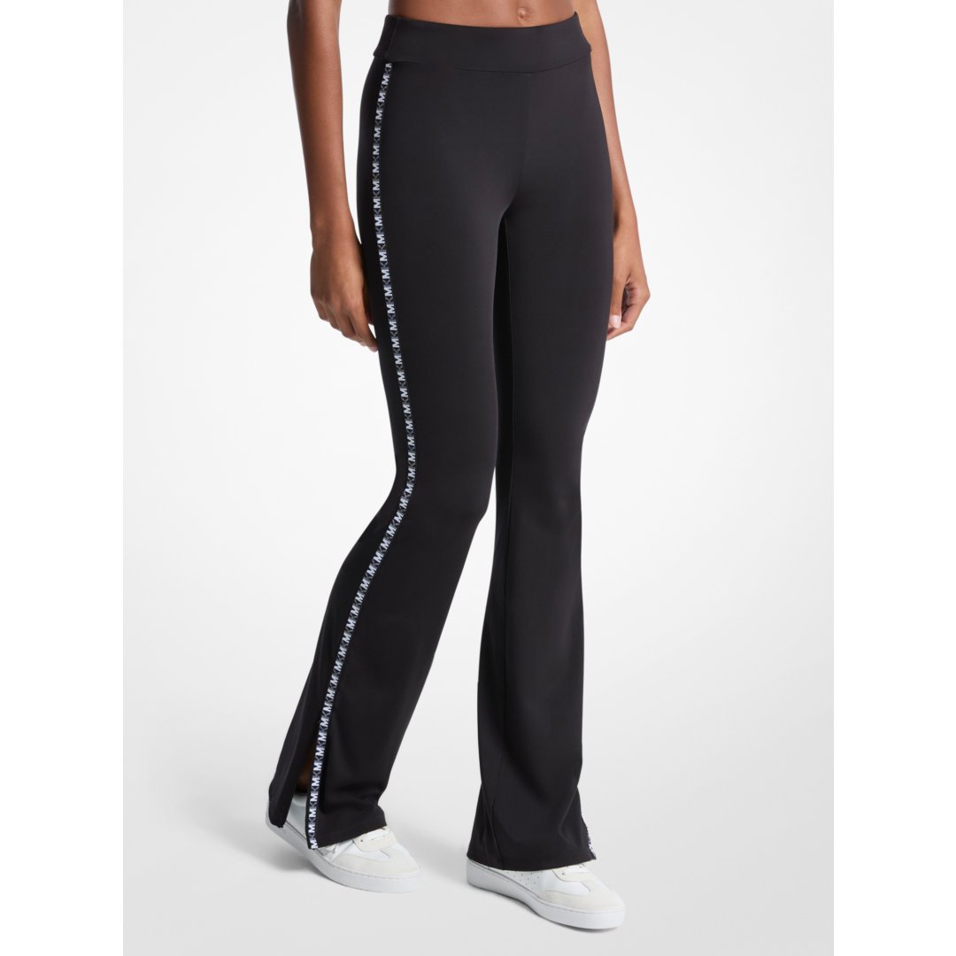 Michael Kors Logo Tape Flared Leggings BLACK