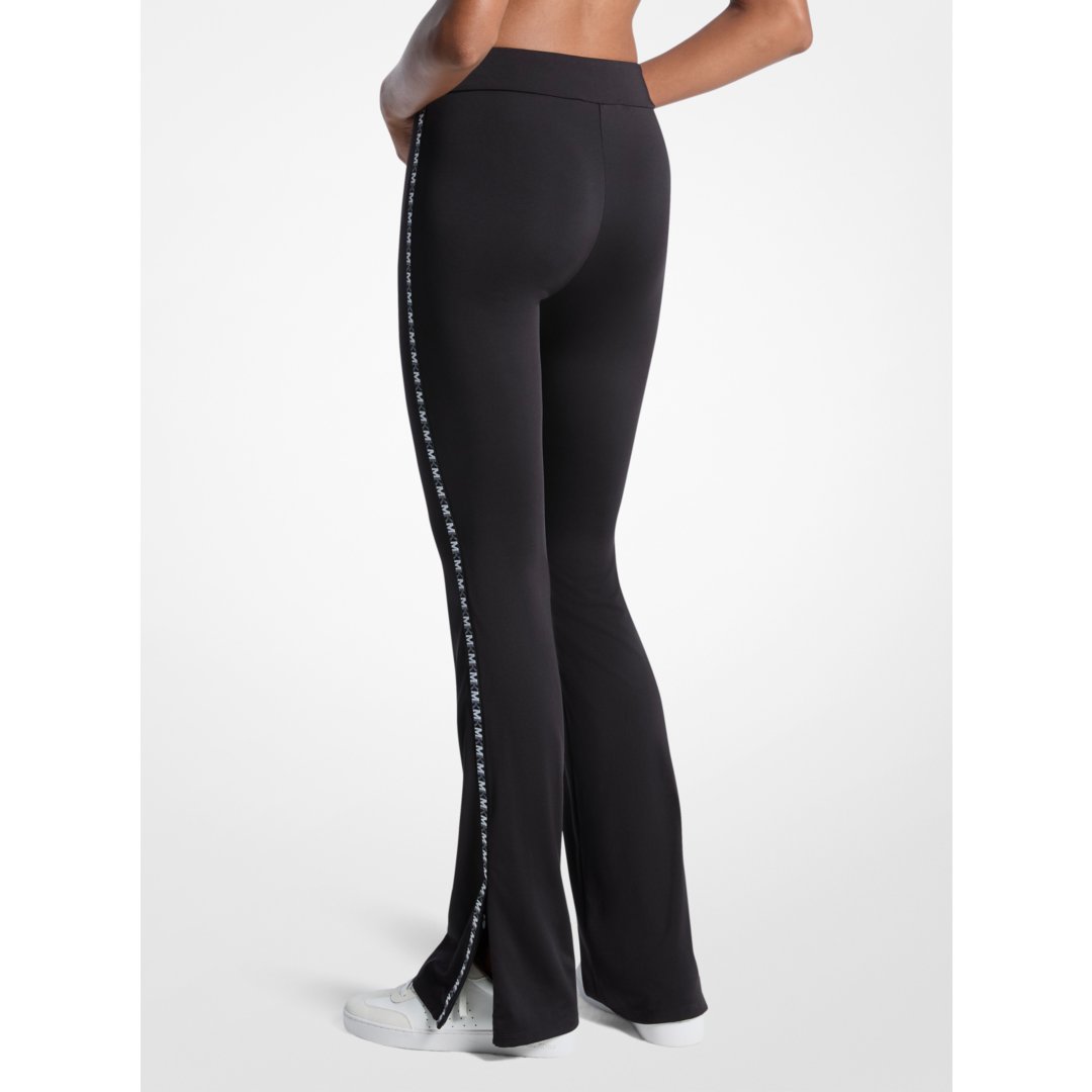 Michael Kors Logo Tape Flared Leggings BLACK