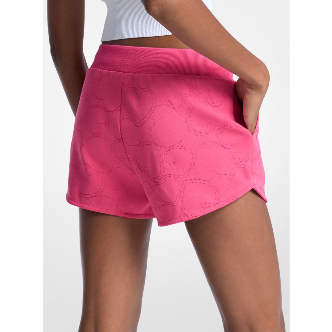 Michael Kors Heart Embroidered Cotton Blend Shorts HIBISCUS