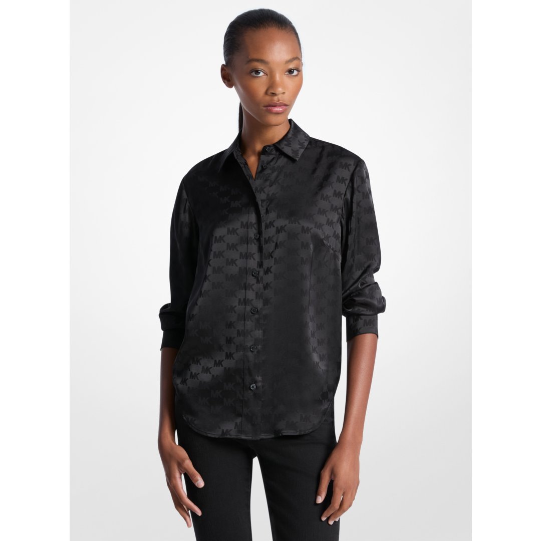 Michael Kors Logo Jacquard Satin Shirt BLACK