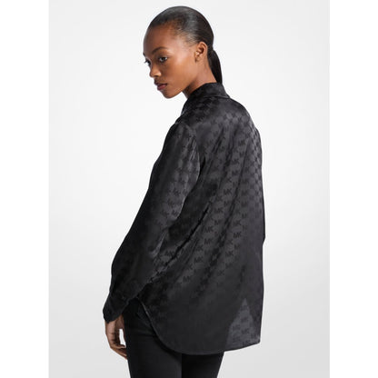 Michael Kors Logo Jacquard Satin Shirt BLACK