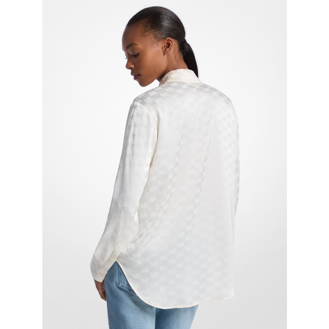 Michael Kors Logo Jacquard Satin Shirt BONE