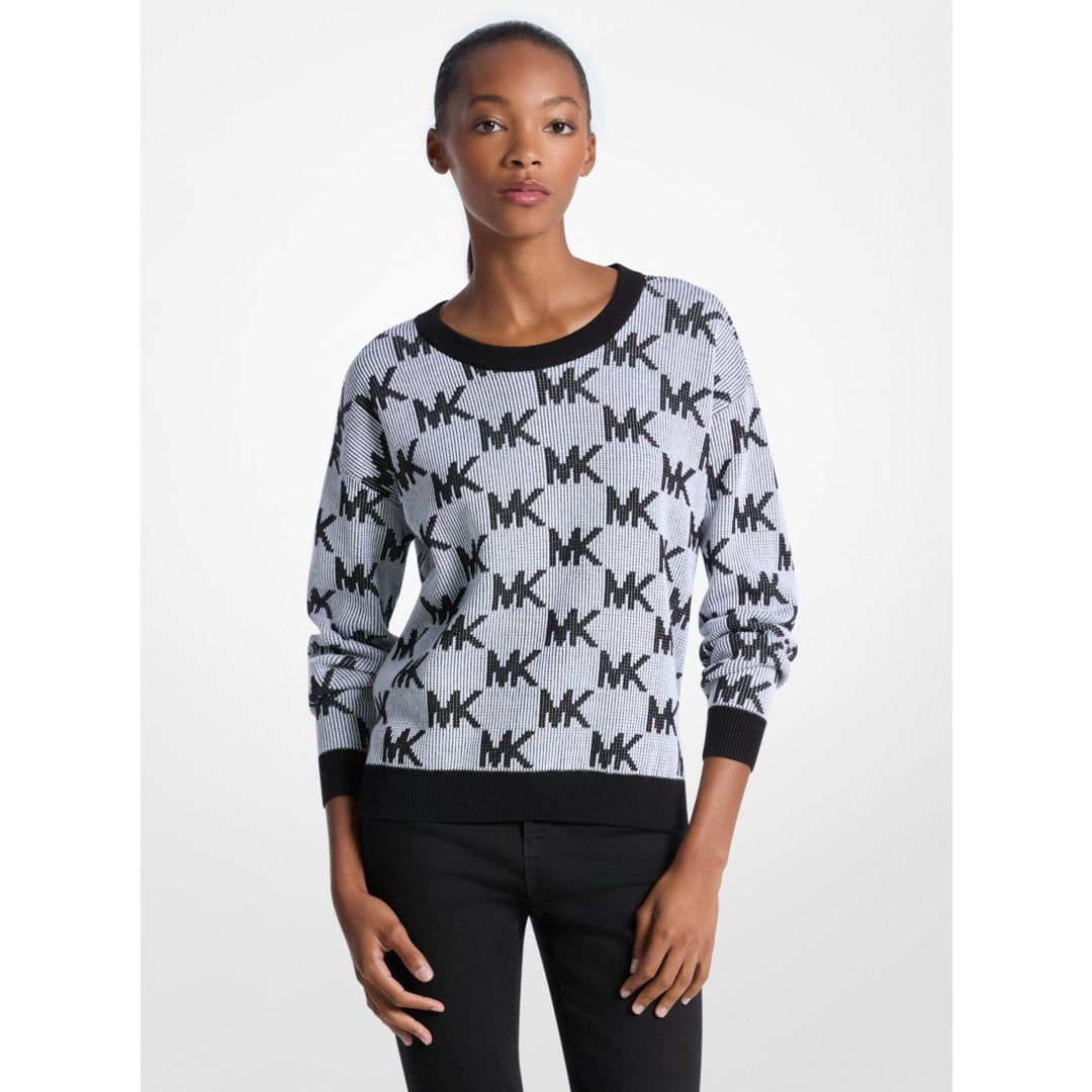 Michael Kors Logo Jacquard Knit Sweater BLACK