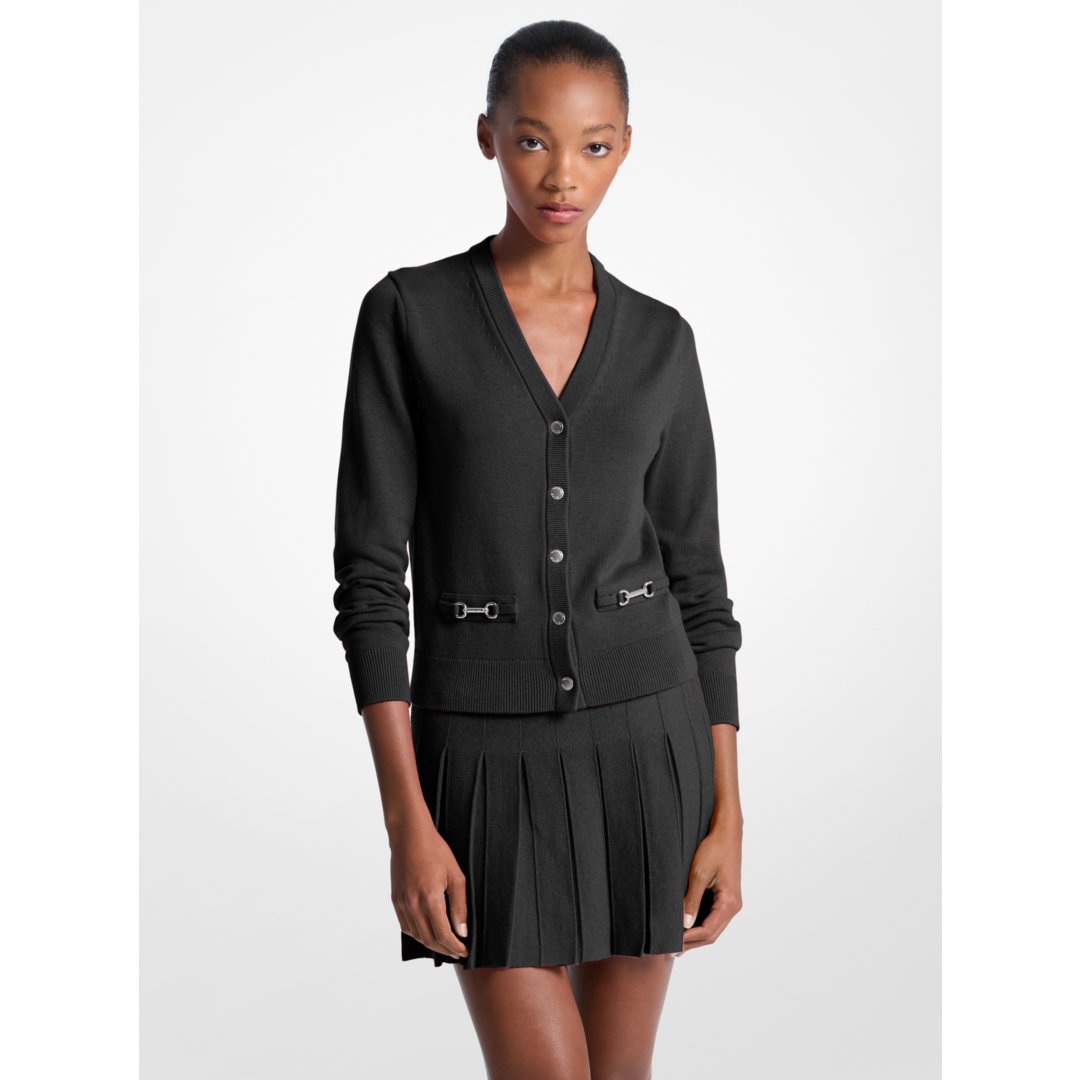 Michael Kors Cotton Blend Cardigan BLACK