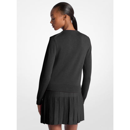 Michael Kors Cotton Blend Cardigan BLACK