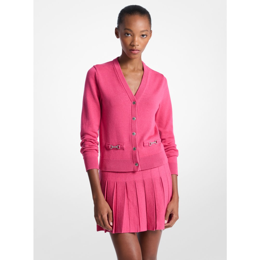 Michael Kors Cotton Blend Cardigan HIBISCUS
