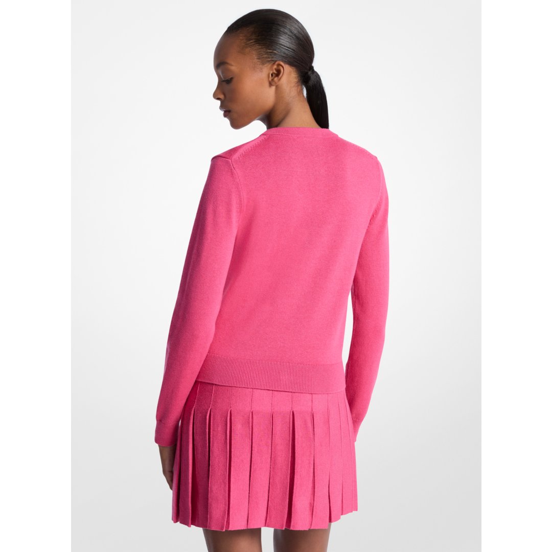 Michael Kors Cotton Blend Cardigan HIBISCUS