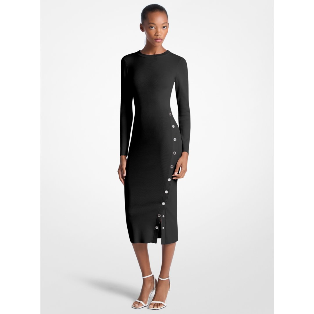 Michael Kors Viscose Blend Snap Dress BLACK