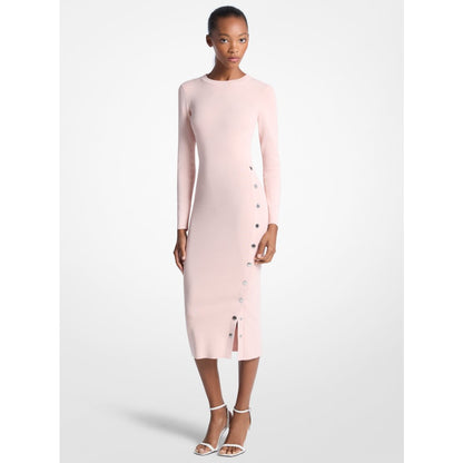 Michael Kors Viscose Blend Snap Dress POWDER BLUSH