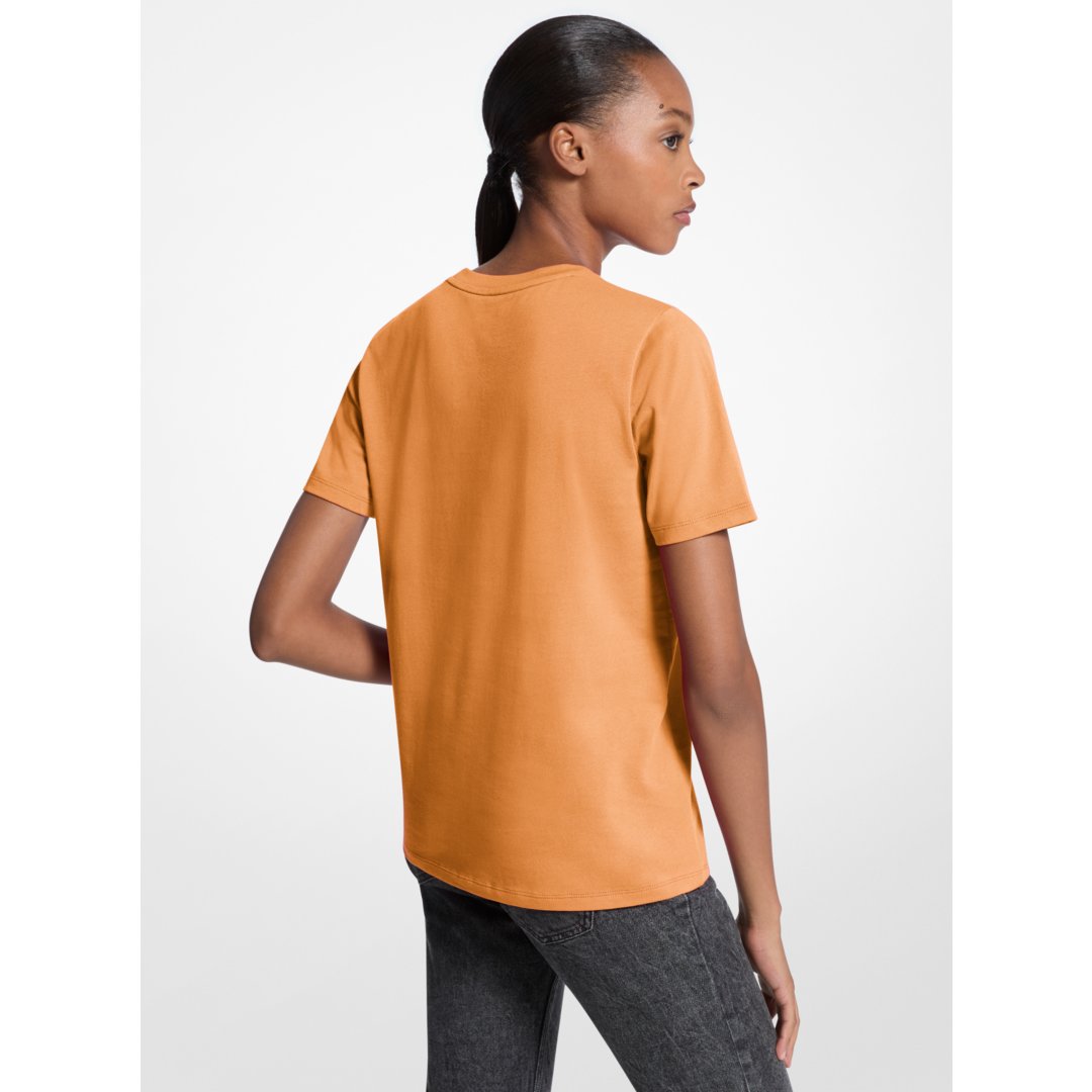 Michael Kors Sequined Logo Cotton T-Shirt RADIANT ORANGE