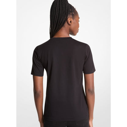 Michael Kors Studded Logo Charm Organic Cotton Jersey T-Shirt BLACK