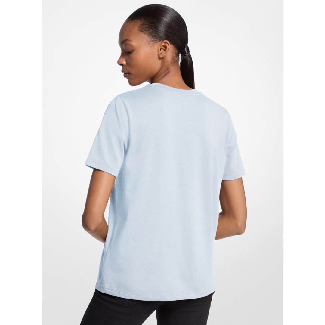 Michael Kors Studded Logo Charm Organic Cotton Jersey T-Shirt PASTEL BLUE