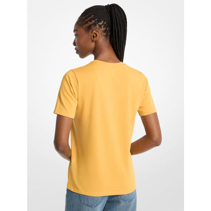 Michael Kors Studded Logo Charm Organic Cotton Jersey T-Shirt HONEYWHEAT