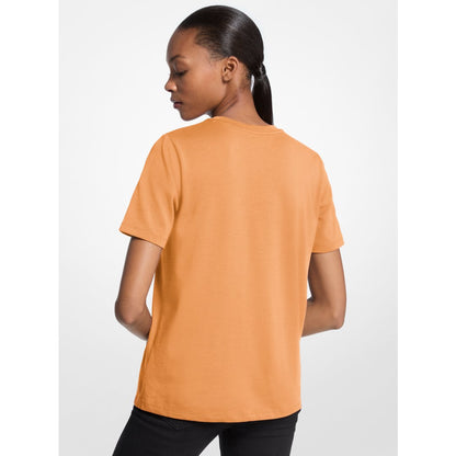 Michael Kors Studded Logo Charm Organic Cotton Jersey T-Shirt RADIANT ORANGE