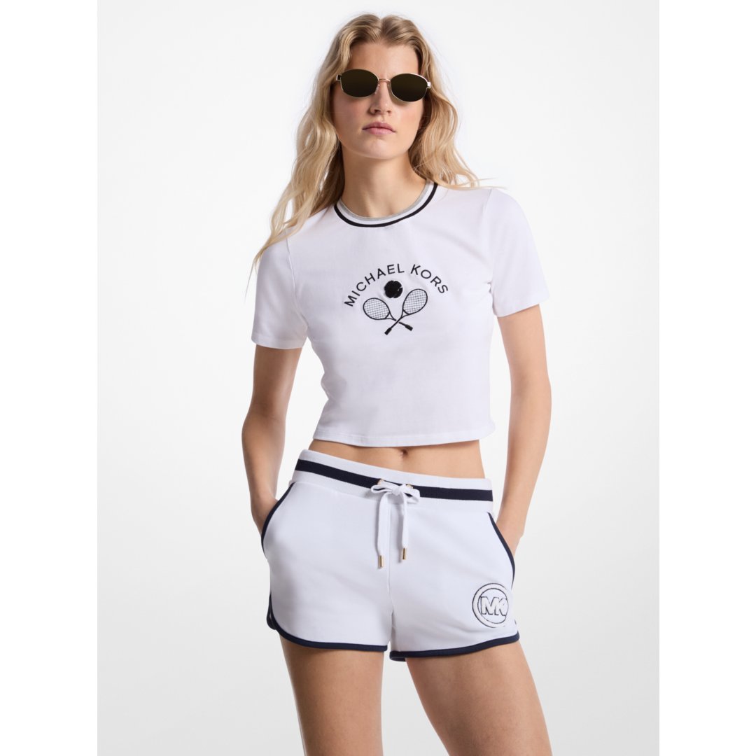 Michael Kors Embellished Cotton Baby Tee WHITE