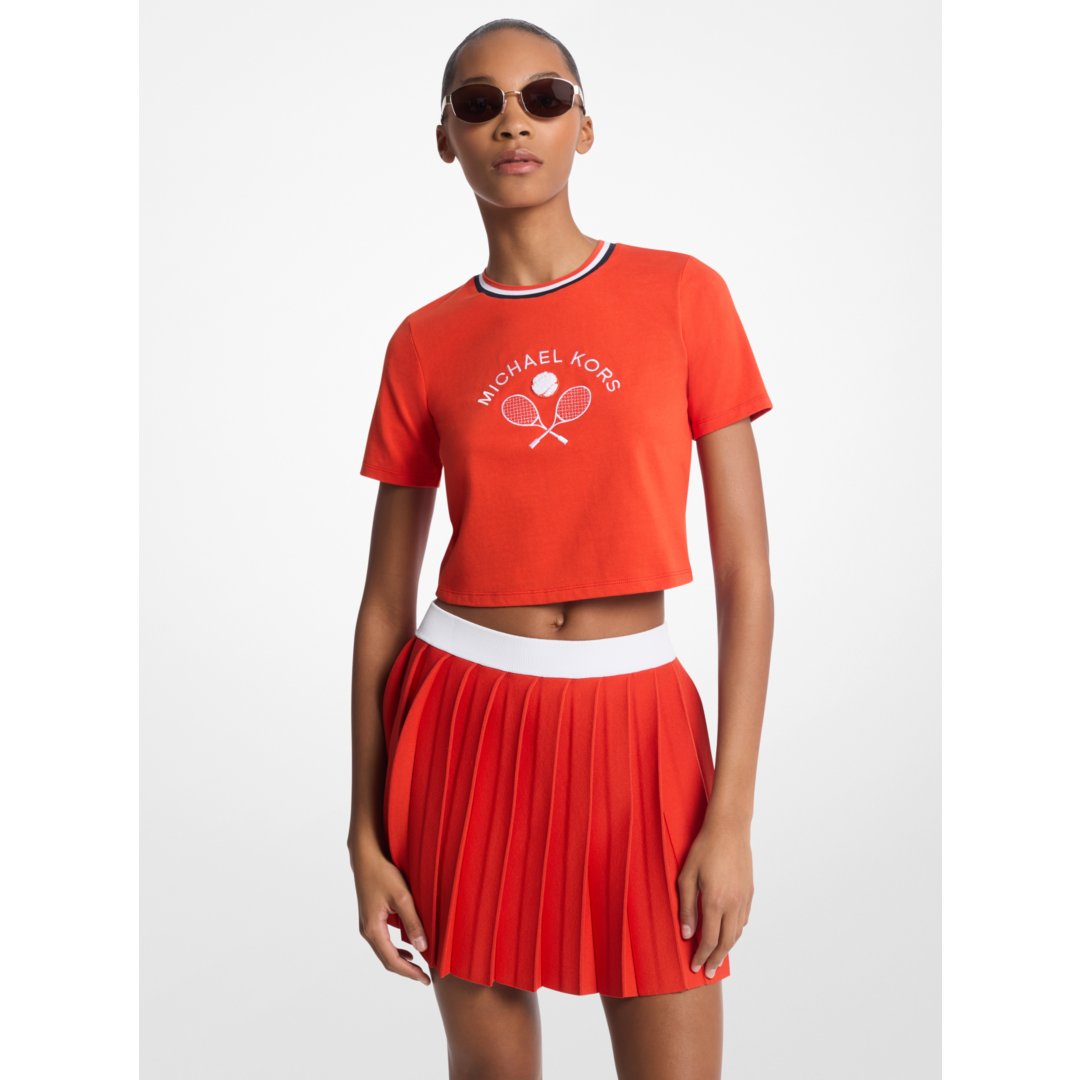 Michael Kors Embellished Cotton Baby Tee RED CLAY