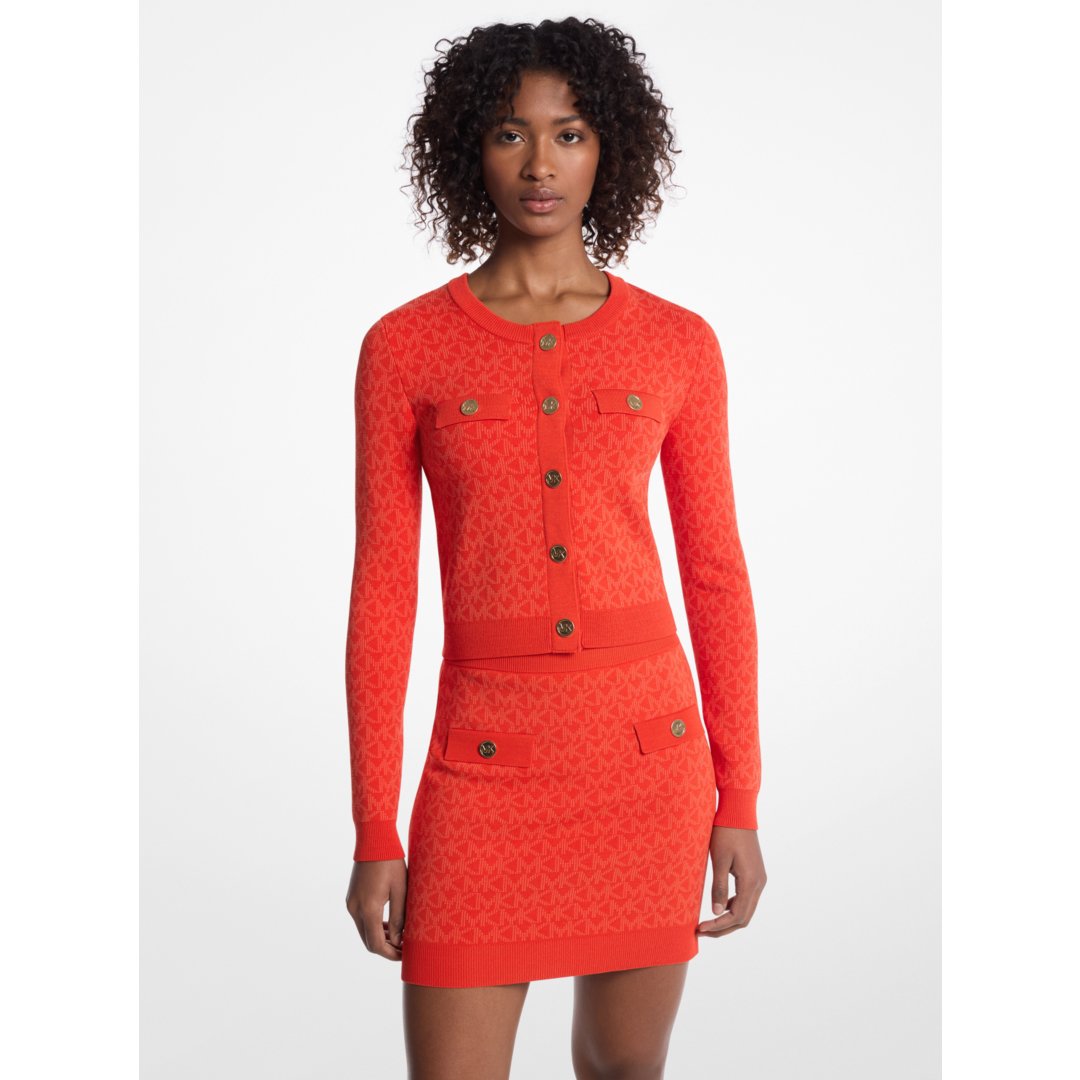 Michael Kors Logo Jacquard Cropped Jacket RED CLAY