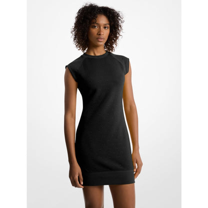 Michael Kors Raglan Sleeve Logo Jacquard Sweater Dress BLACK