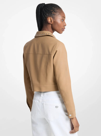 Michael Kors Studded Cropped Jacket DARK CAMEL