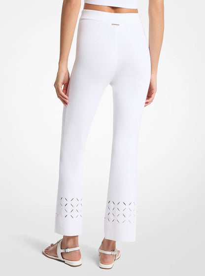 Michael Kors Laser Cut Stretch Knit Pants WHITE
