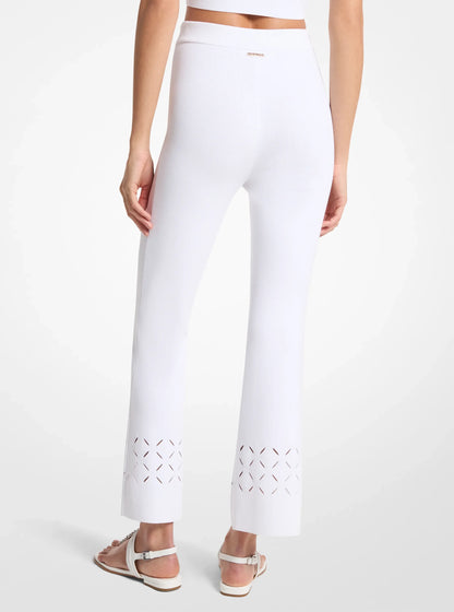 Michael Kors Laser Cut Stretch Knit Pants WHITE