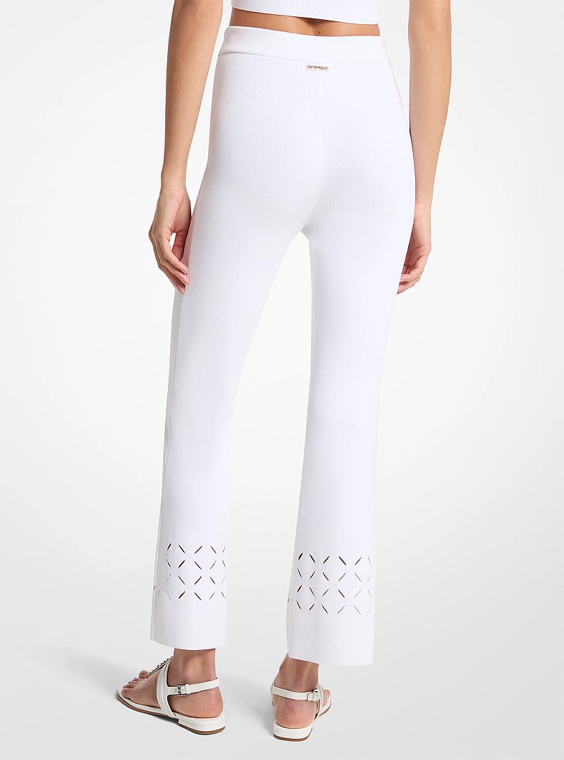 Michael Kors Laser Cut Stretch Knit Pants WHITE