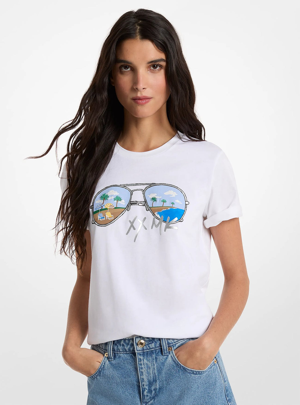 Michael Kors Graphic Logo Cotton T-Shirt WHITE
