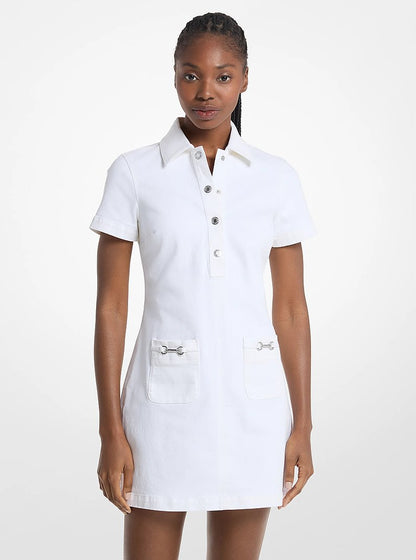 Michael Kors Carson Denim Mini Dress OPTIC WHITE